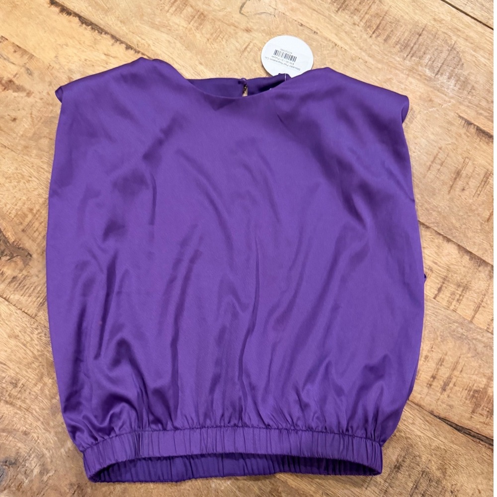 Purple Satin Shoulder Pad Reputation Cropped Top Small NWT